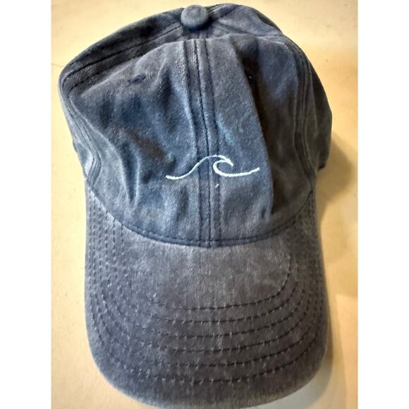 Minimalist Wave Embroidered Dad Hat Navy Blue Unisex Adjustable Cotton Cap - Picture 3 of 5